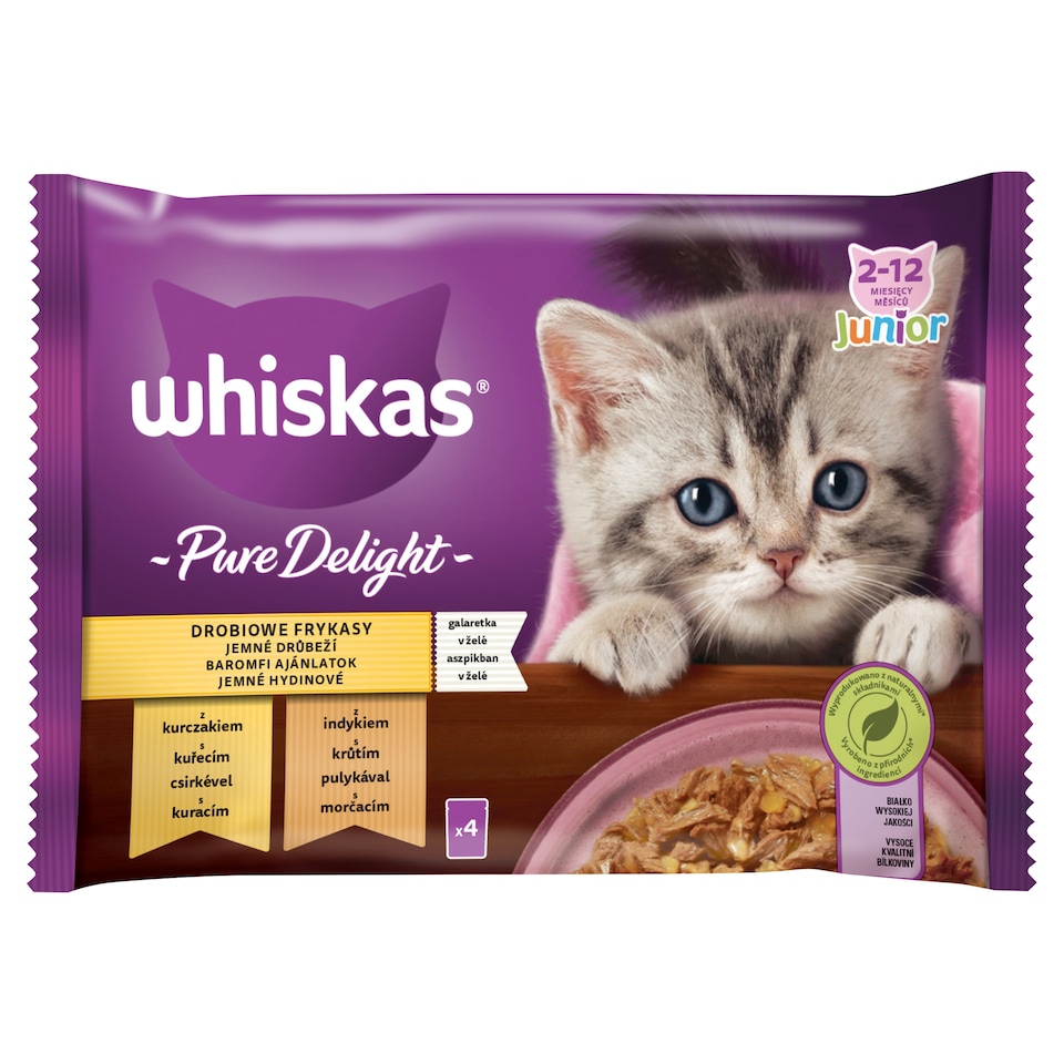 Whiskas Pure Delight Junior jemné drůbeží v želé 4 x 85g (340g)