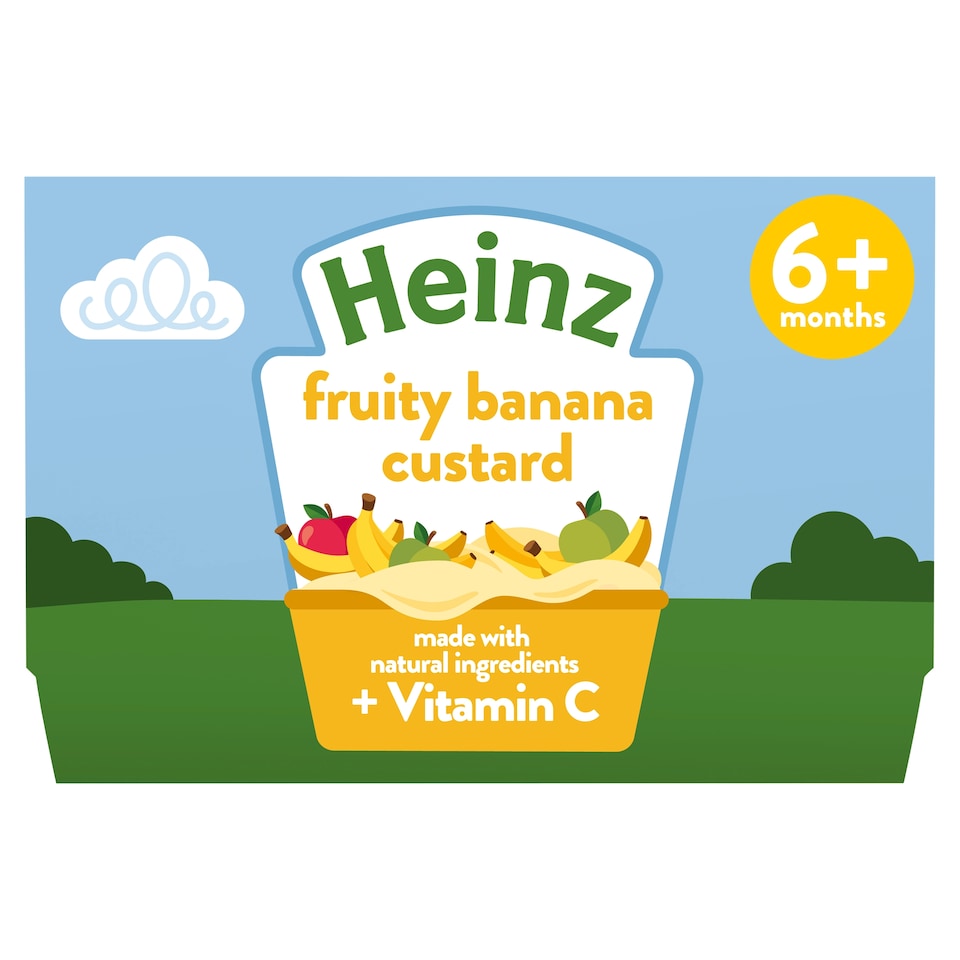 image 1 of Heinz Fruity Banana Custard Baby Food Dessert Pots 4 x 100g
