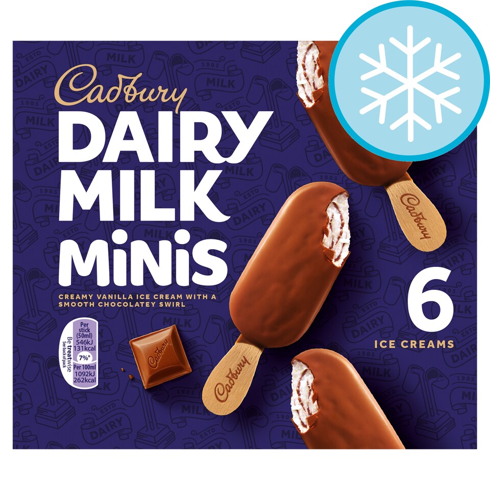 Cadbury Dairy Milk Minis Vanilla Ice Cream Sticks 6 x 50ml
