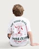 image 2 of F&F Boys Pure Cotton Pizza Club Oversized Fit T-Shirt in White