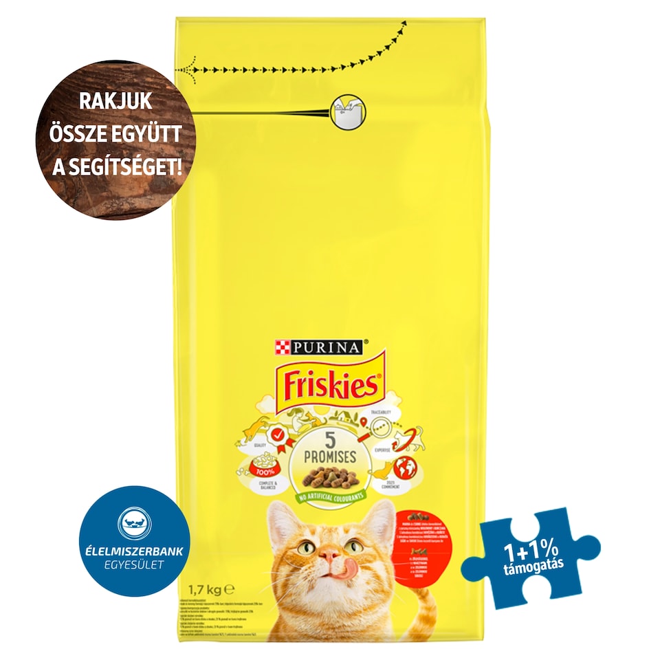 Purina Friskies marhával, csirkével és zöldségekkel száraz macskaeledel 1,7  kg