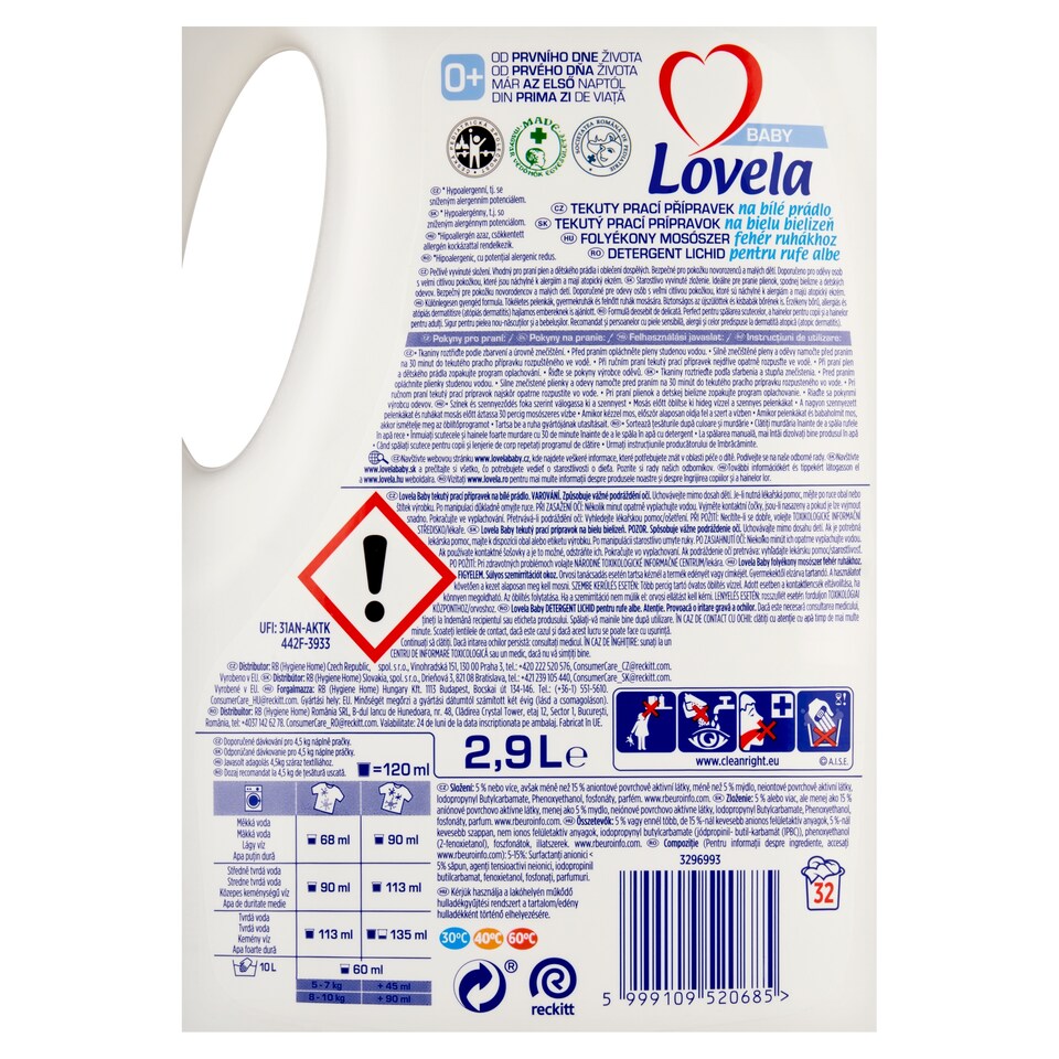 image 1 of Lovela Baby Liquid Detergent for Whites 32 Washes 2.9 L
