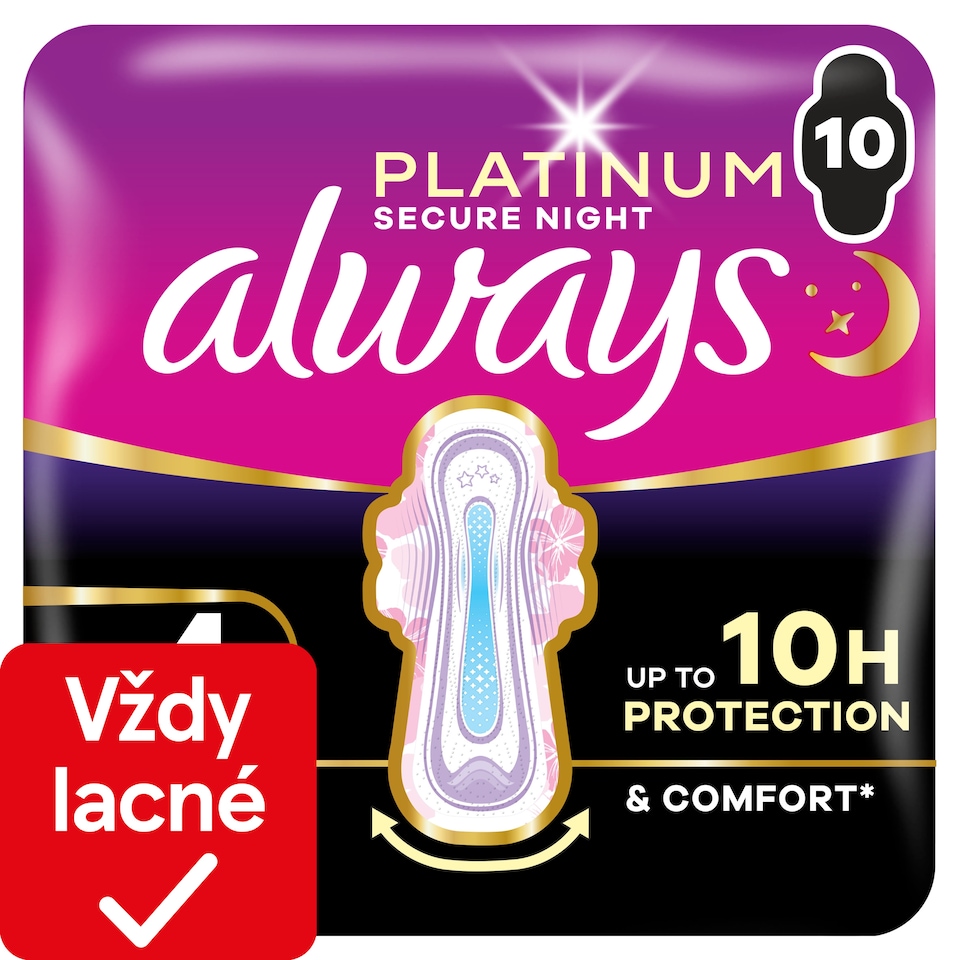 obrázok 1 z Always Platinum Hygienické Vložky Secure Night (Veľkosť 4) 10 Vložiek