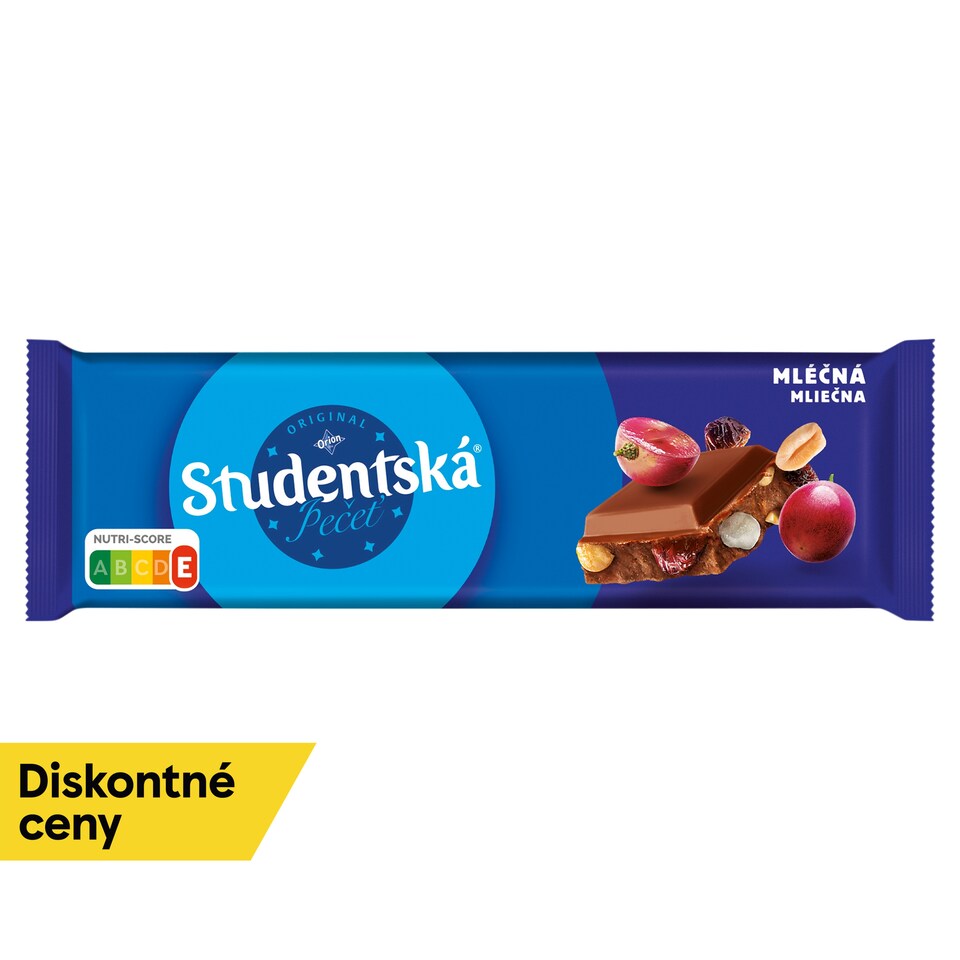 ORION ŠTUDENTSKÁ PEČAŤ Milk Chocolate with Peanuts, Jelly and Raisins 250 g