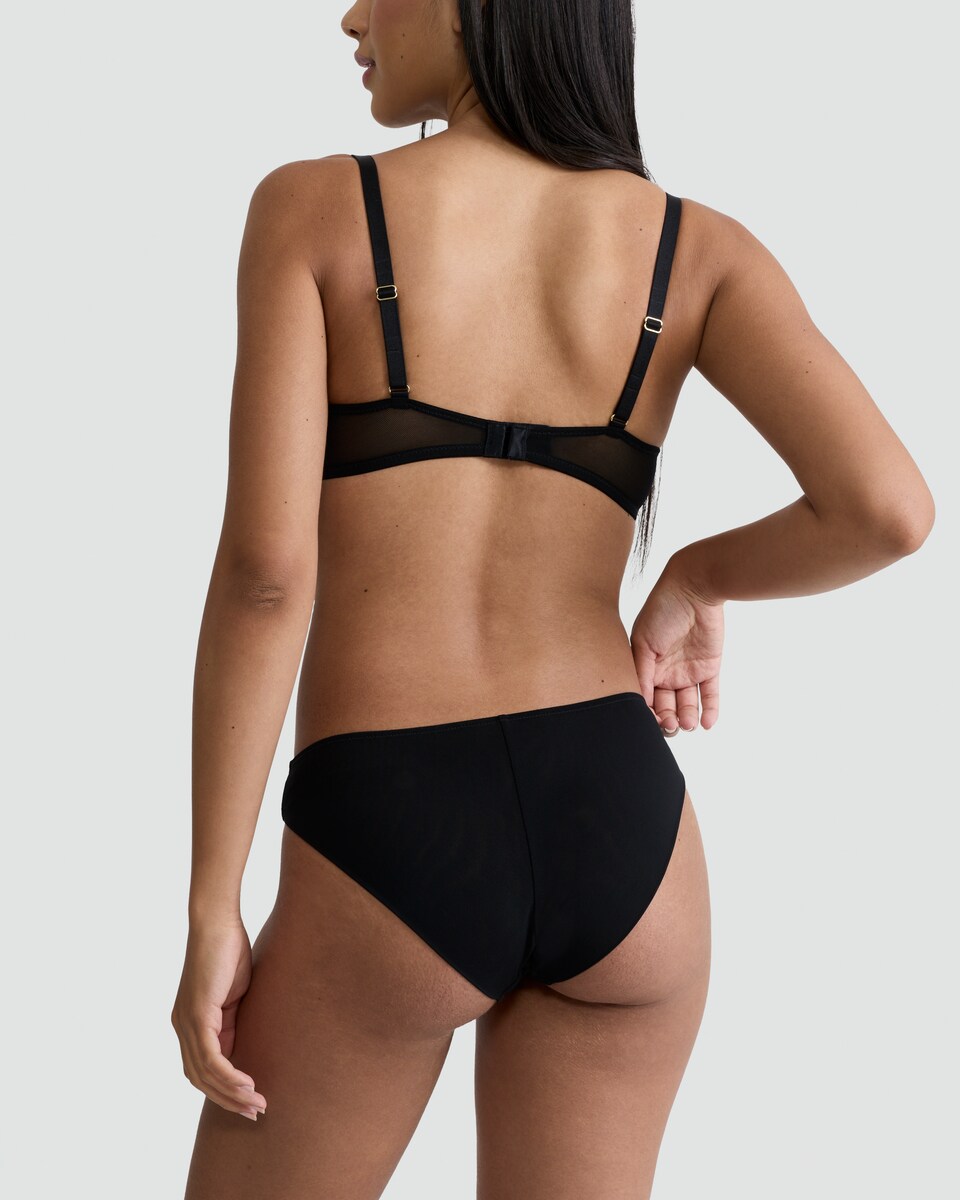 image 1 of F&F Embroidered Panel High Leg Knicker in Black