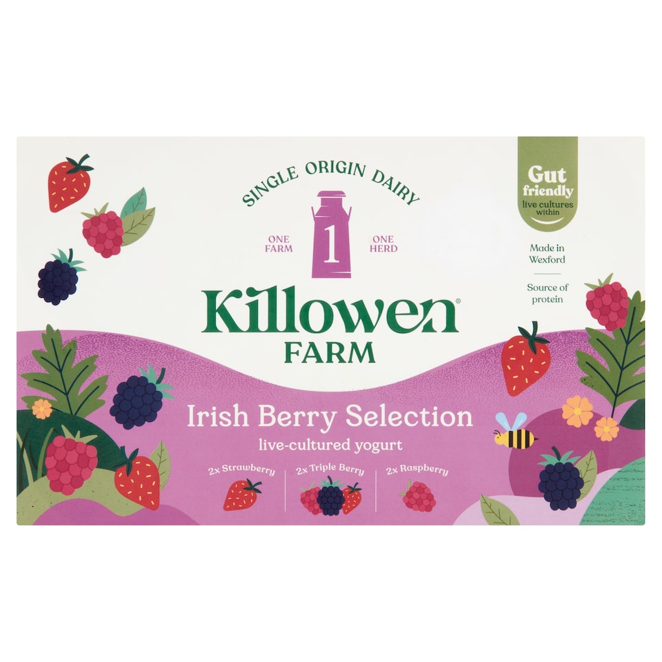 Killowen Farm Whole Milk Yogurts Berry Selection 6X125g
