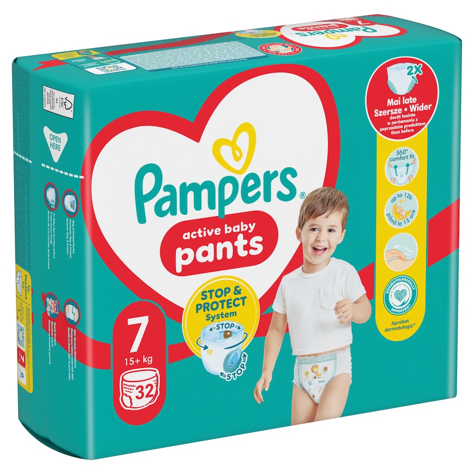 Obrázek 1 pro produkt Plenkové Kalhotky Pampers Active Baby Pants, Velikost 7, 32 Plenky, 15kg+