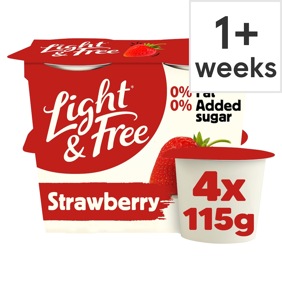 image 1 of Light & Free Strawberry Greek Style Fat Free Yoghurt 4x115g