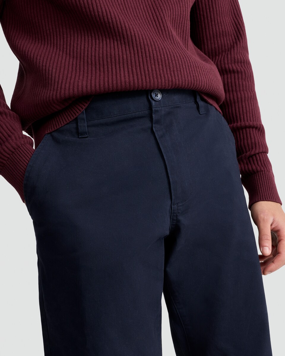 image 1 of F&F Cotton Rich Tailored Slim Fit Chino Trousers in Navy