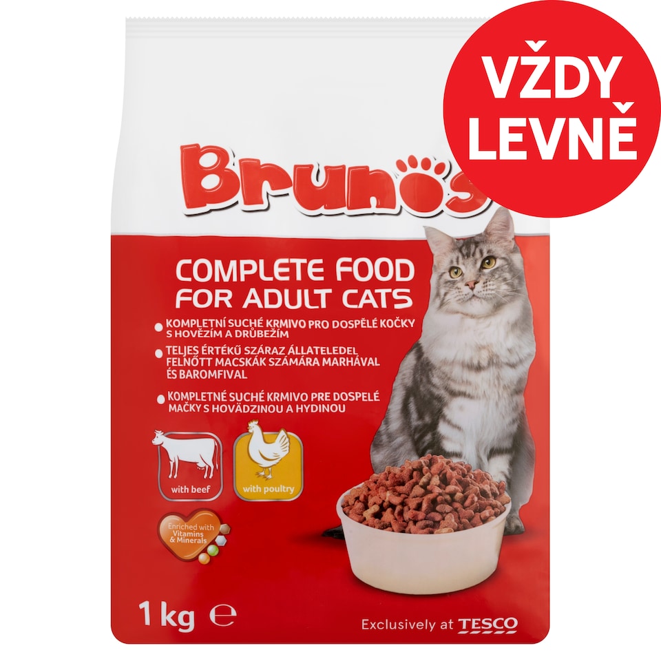 Brunos Kompletní suché krmivo pro dospělé kočky s hovězím a drůbežím 1kg
