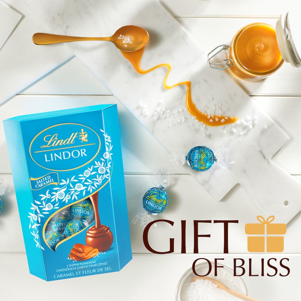 image 1 of Lindt Lindor Salted Caramel Chocolate Truffles Box 200g