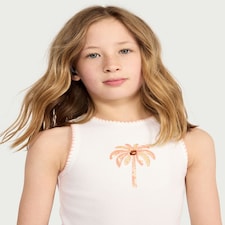 F&F Girls 2-Pack Cotton Rich Palm and Sun Print Vests in Coral