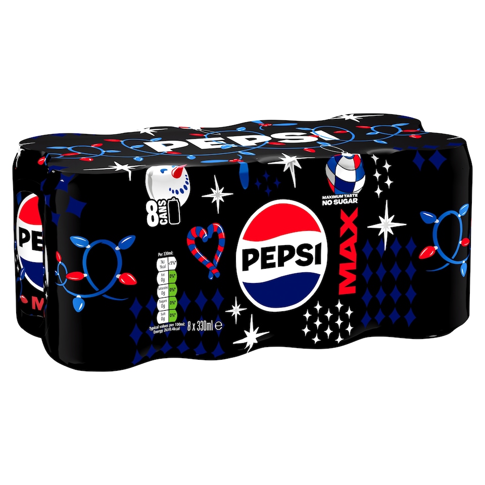 image 1 of Pepsi Max No Sugar Cola Cans 8x330ml