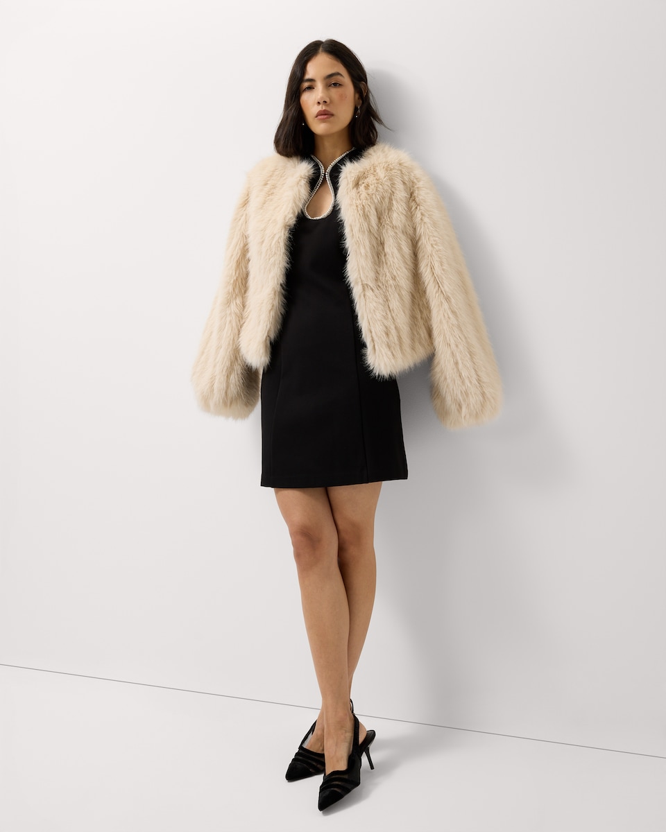 image 1 of F&F Ponte Embellished Mini Dress in Black