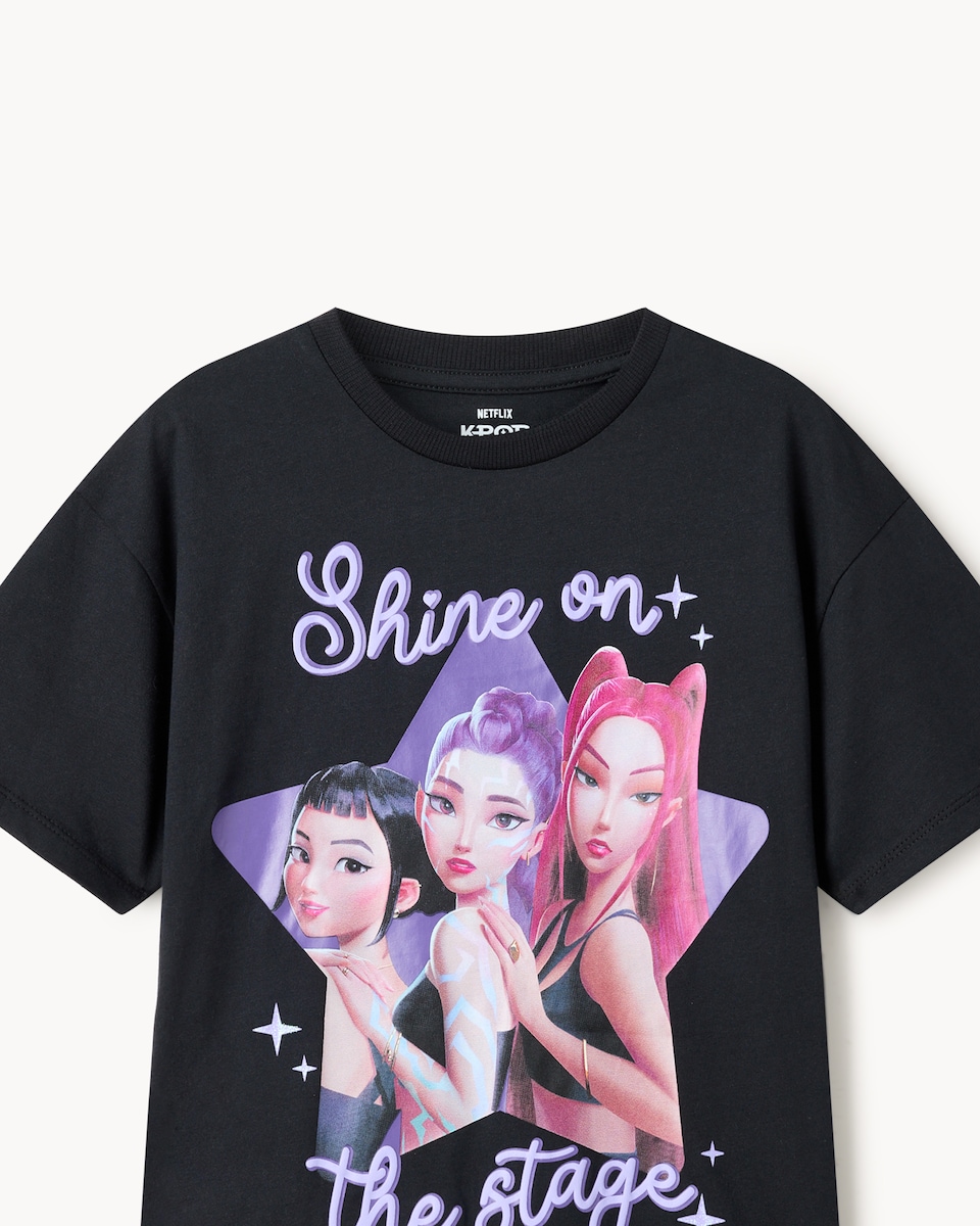 image 1 of K-Pop Demon Hunters Pure Cotton T-Shirt in Black
