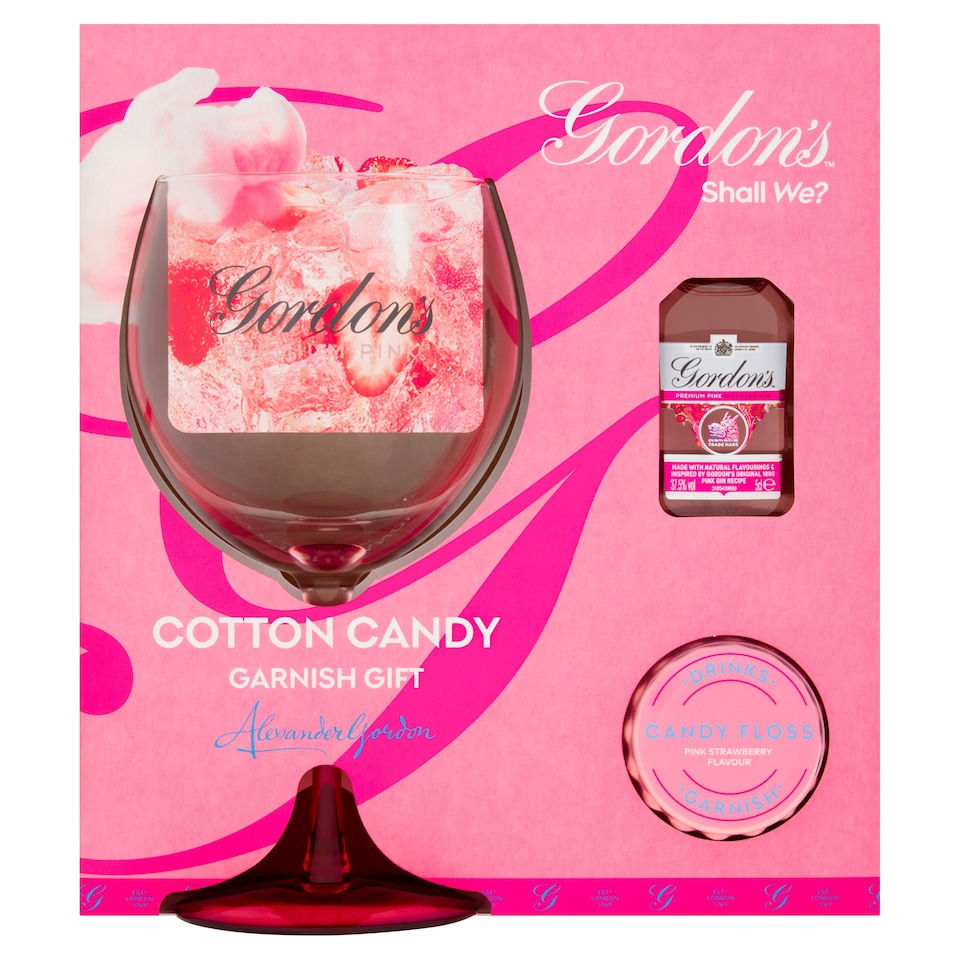 Gordon's Pink 5cl, Candy Floss Garnish and Glass