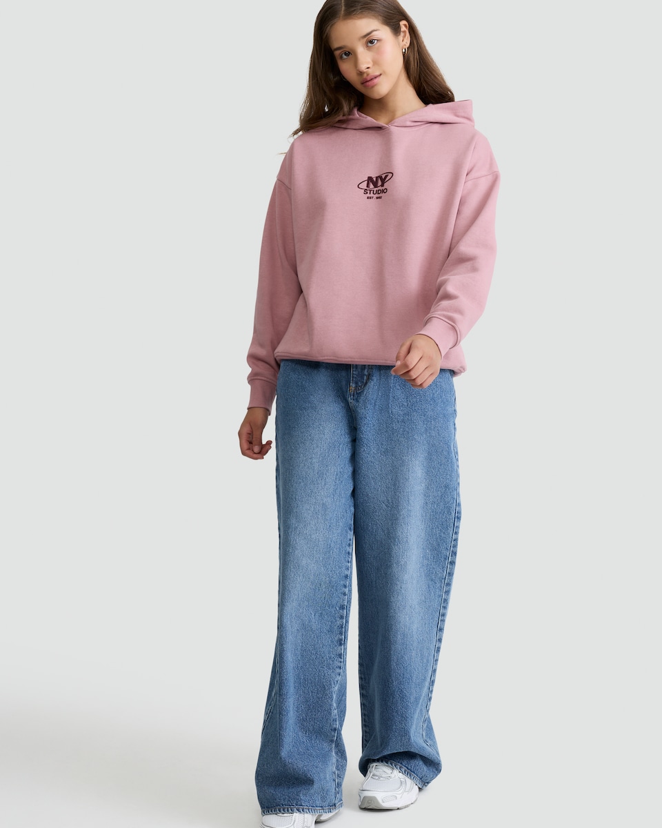 image 1 of OH ME OH MY Cotton Rich NY Studio Slogan Hoodie in Pink