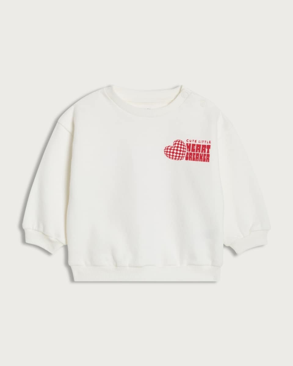 F&F Baby Cotton Rich Heart Breaker Slogan Sweatshirt in White
