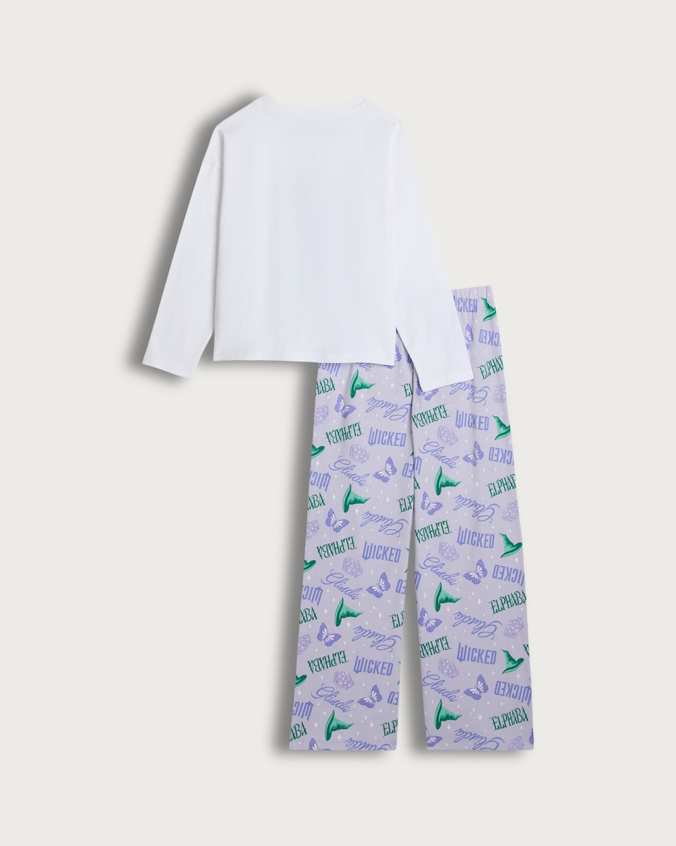 image 1 of Wicked 2-Piece Pure Cotton Elphaba Print Pyjamas in Multi