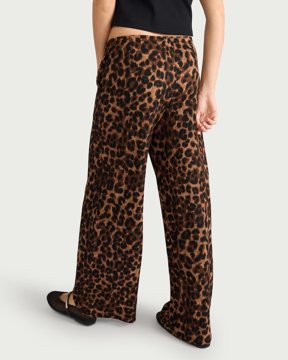 image 1 of F&F Animal Print Wide Leg Trousers in Multi Brown