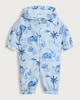image 1 of F&F Baby Dinosaur Print Hooded Shower Resistant Puddlesuit in Blue