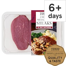 Tesco 2 Beef Medallion Steaks 340G