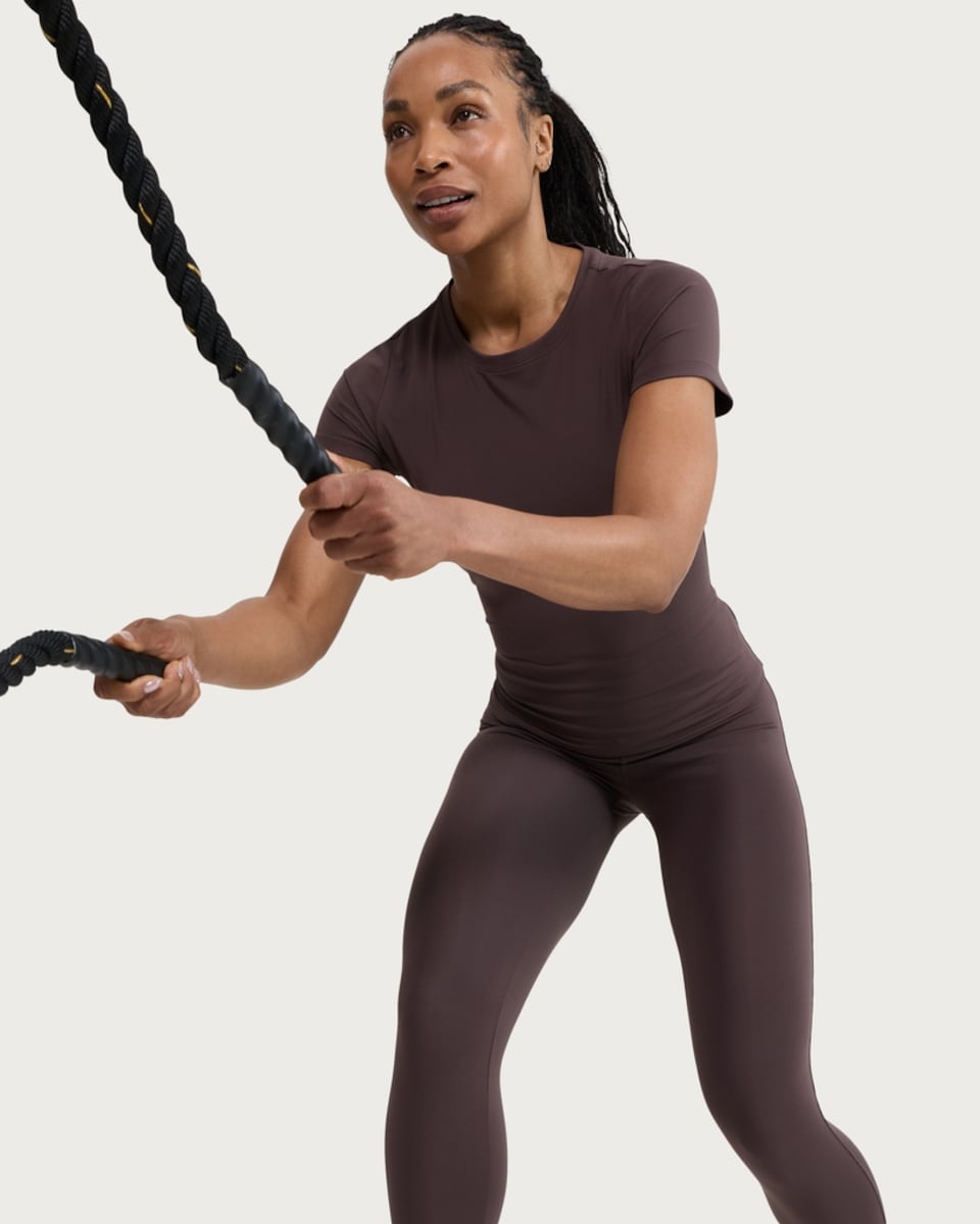 image 1 of F&F Active EVERYHOUR Short Sleeved T-Shirt in Chocolate