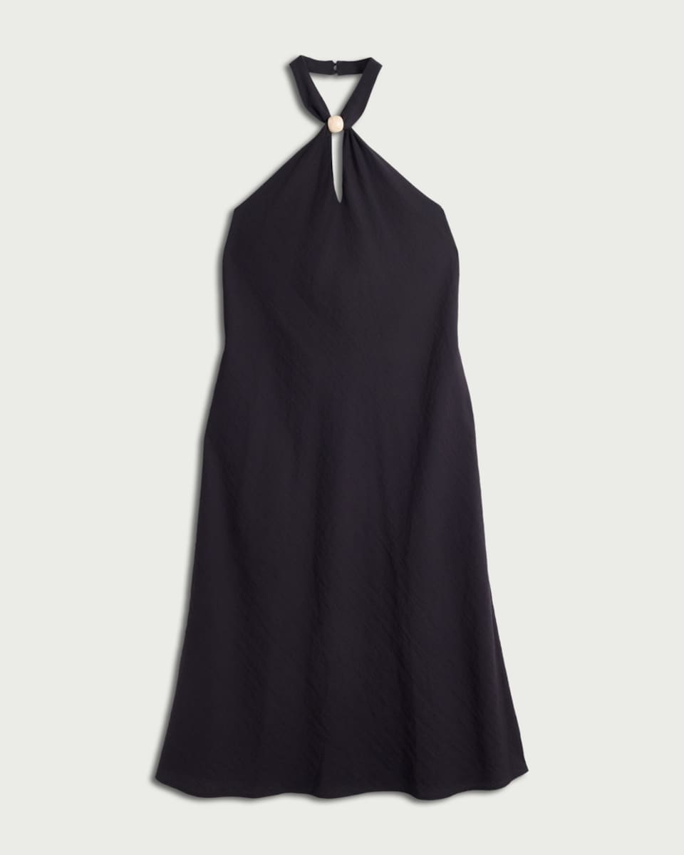 image 1 of F&F Keyhole Accent Halter Neck Midi Dress in Black