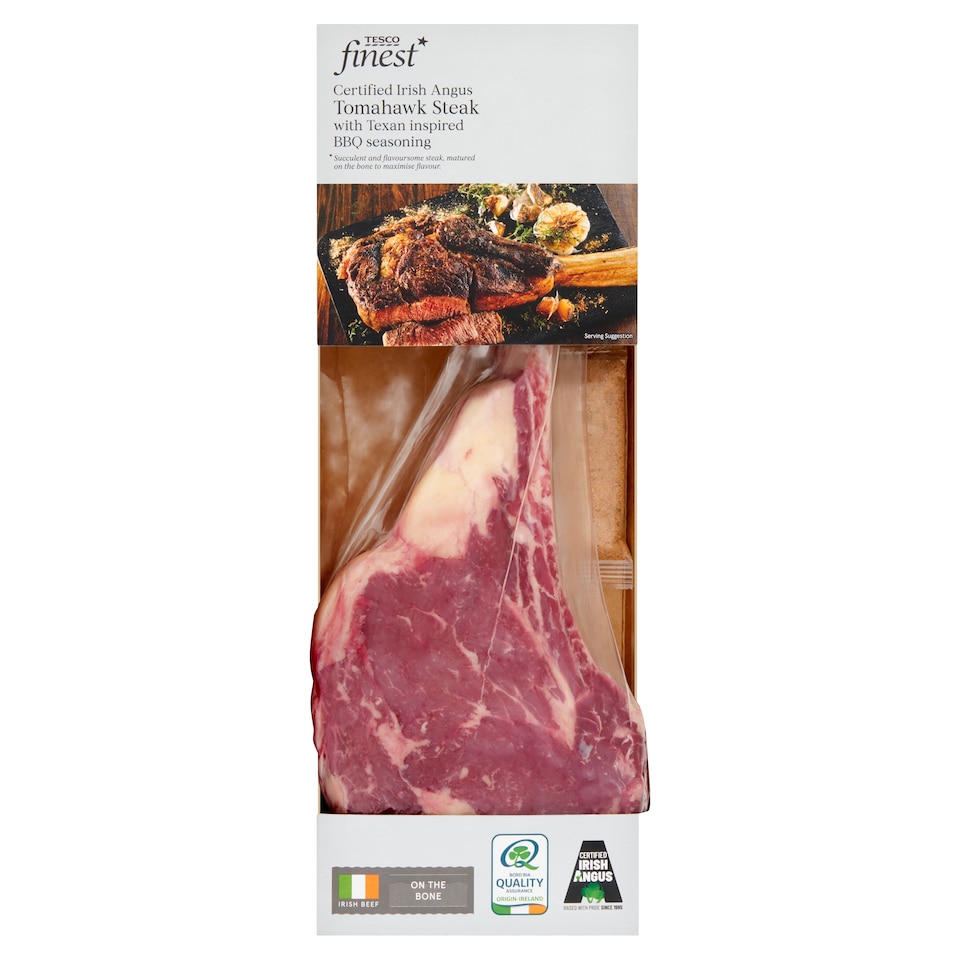 Tesco Finest Certified Irish Angus Tomahawk Steak With Texan Inspired BBQ Seasoning 745g