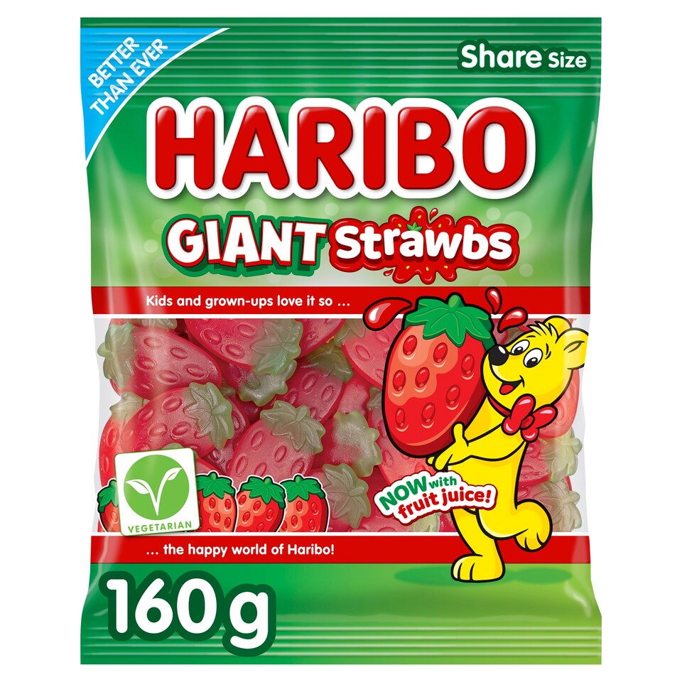 Haribo Giant Strawbs 160G