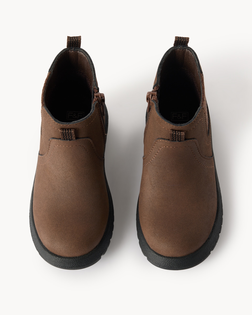 image 1 of F&F Boys Faux Leather Chelsea Boots in Brown