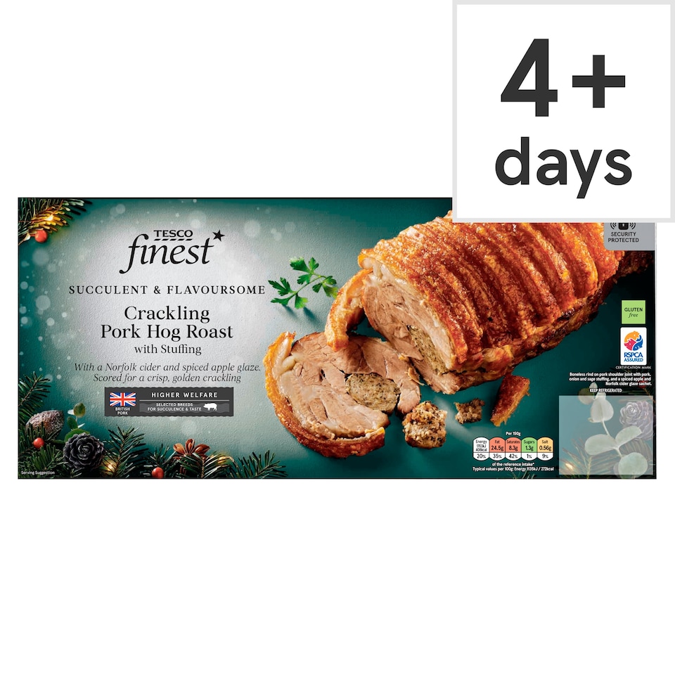53. Tesco Finest Crackling Pork Hog Roast with Sage & Stuffing 2.4-3.6kg (Serves 12)