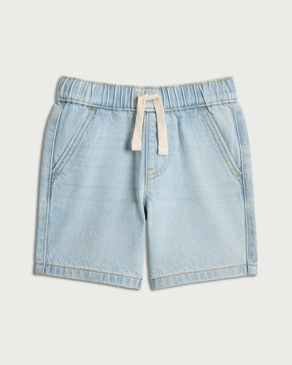 image 1 of F&F Boys Pure Cotton Denim Drawstring Shorts in Blue