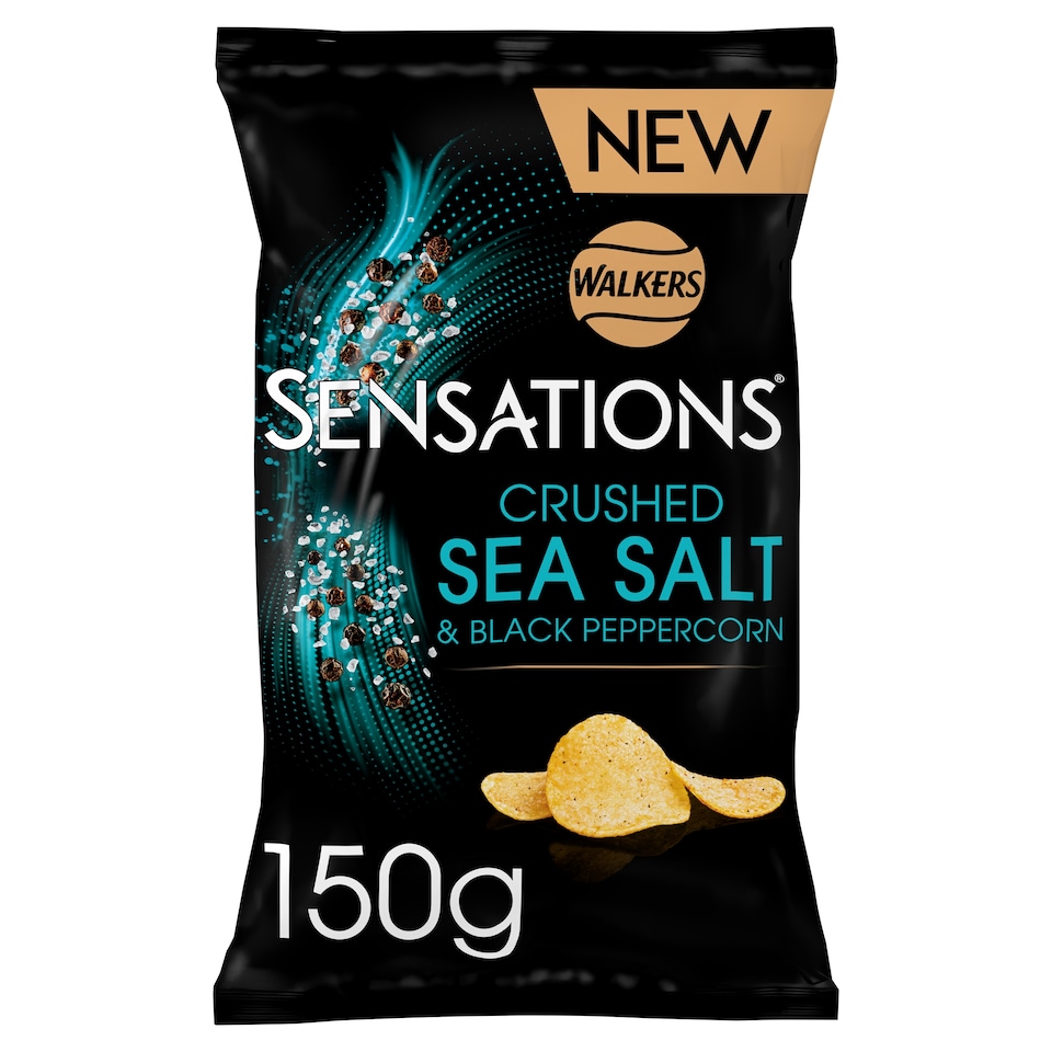 image 1 of Sensations Crushed Sea Salt & Black Peppercorn Flavour Potato Crisps 150g