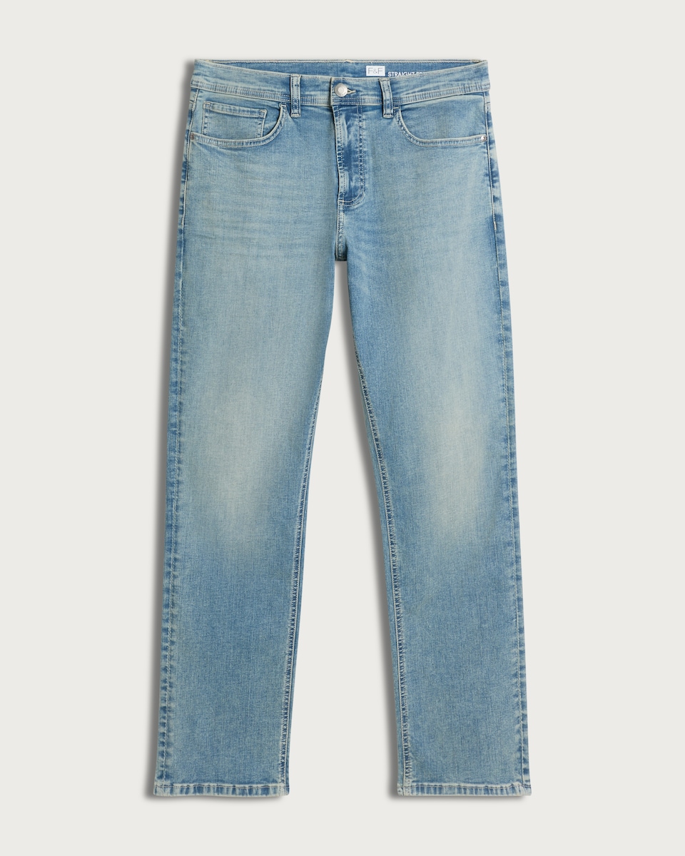 image 1 of F&F Straight Leg FREEFIT® Cotton Rich Jeans in Blue
