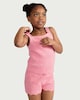 image 2 of F&F Girls 2-Piece Pure Cotton Knitted Vest and Shorts Set in Pink