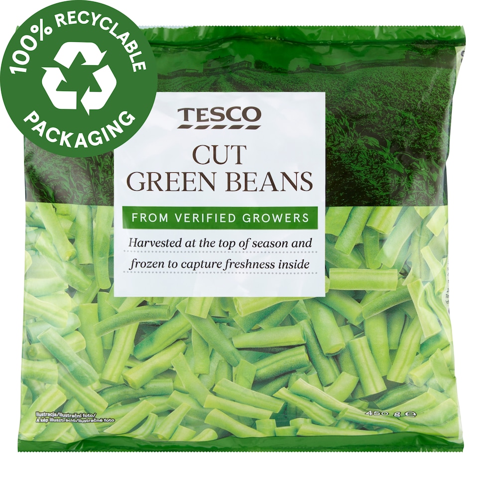 Tesco gyorsfagyasztott zöld hüvelyű vágott zöldbab 450 g