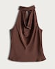 image 5 of The F&F Edit Satin High Cowl Neck Sleeveless Blouse in Brown