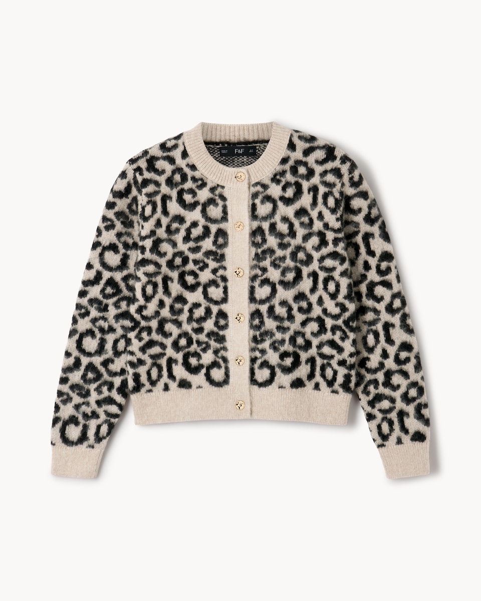 image 1 of F&F Leopard Print Cardigan in Multi Brown