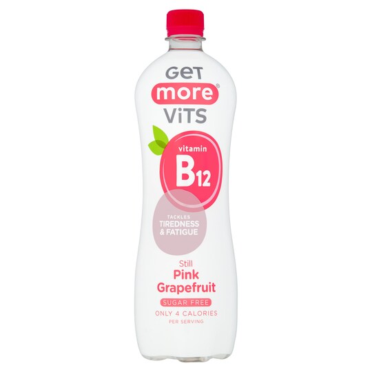 Get More Vitamins B12 Pink Grapefruit Sugar Free Still 1L Tesco Groceries