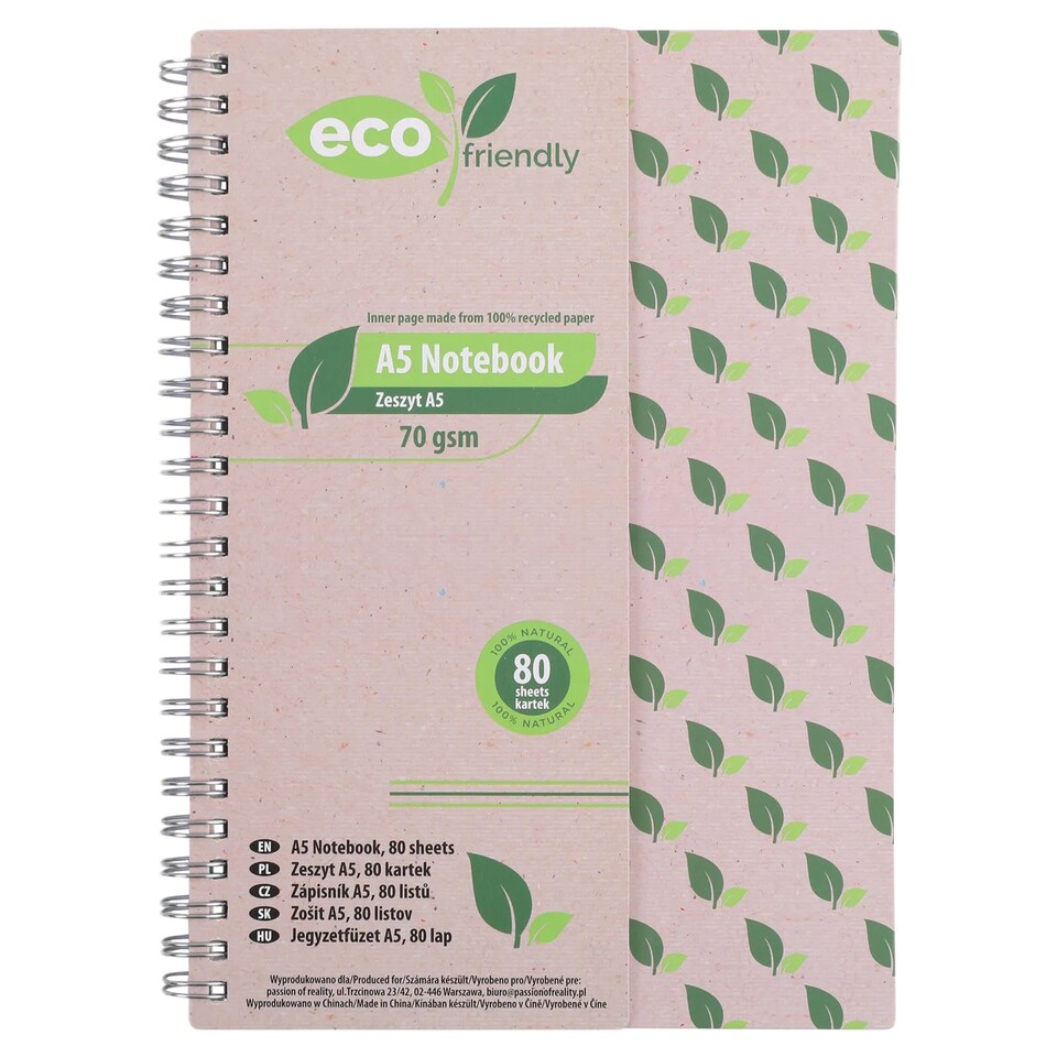 Eco Friendly zošit A5 80 listov
