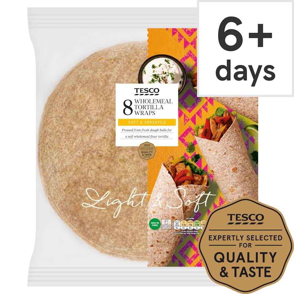 Tesco Wholemeal Tortilla Wraps 8 pack