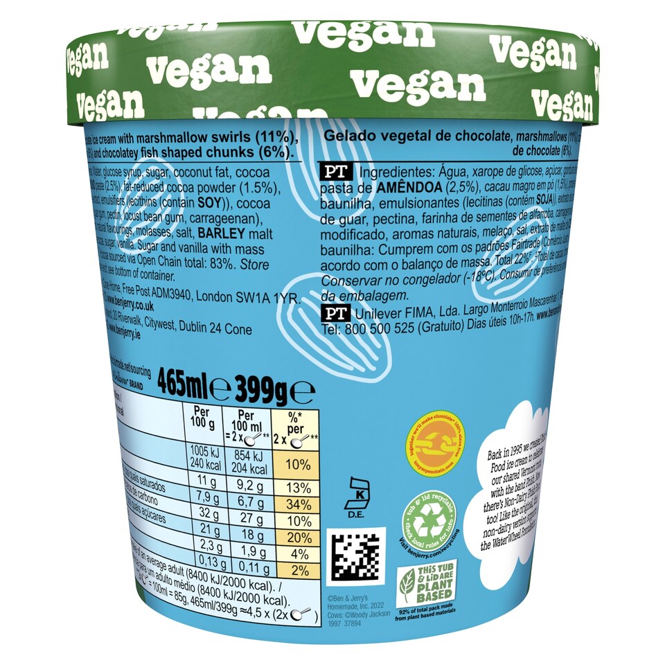 image 1 of Ben & Jerry's Non Dairy Vegan Phish Food Ice Cream Tub 465ml
