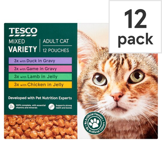 Tesco Cat Pouches Meat Select 12X100g Tesco Groceries
