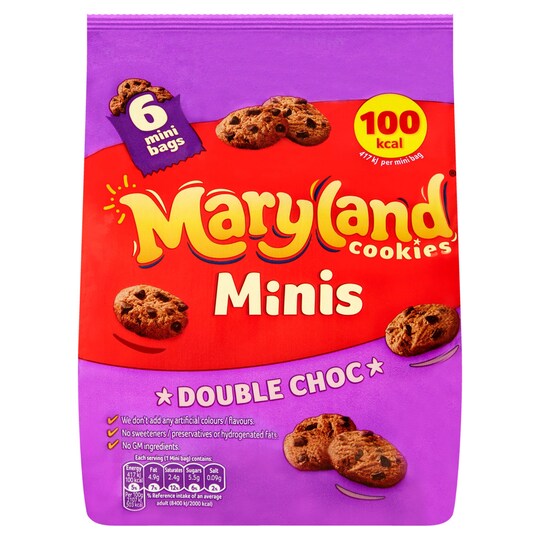 Maryland Cookies Minis Double Chocolate Chip 6 Pack 118.8G Tesco