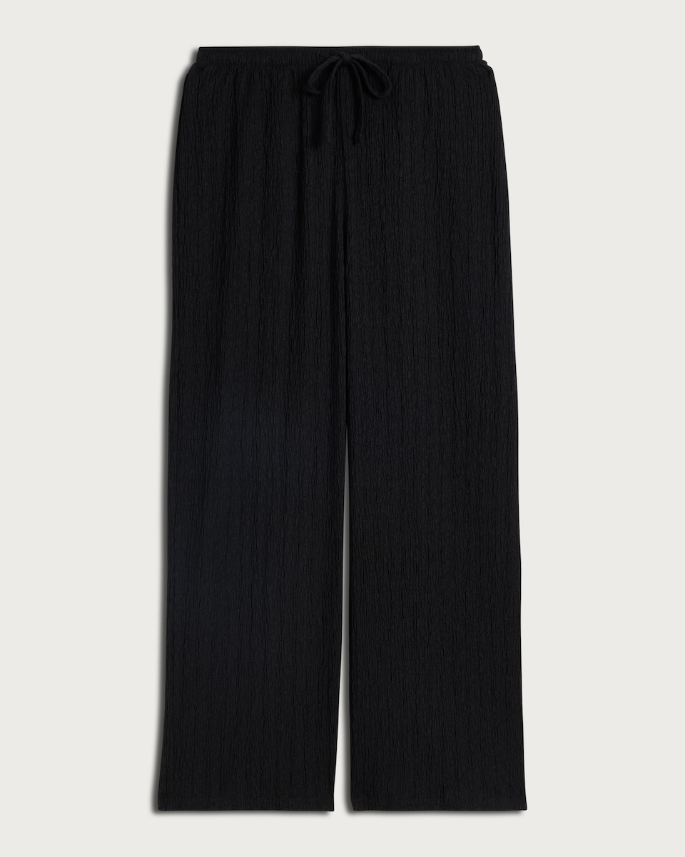 image 1 of F&F Textured Wide Leg Trousers in Black