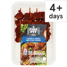 Tesco Fire Pit 4 Sweet & Smoky Pork Kebabs 340G