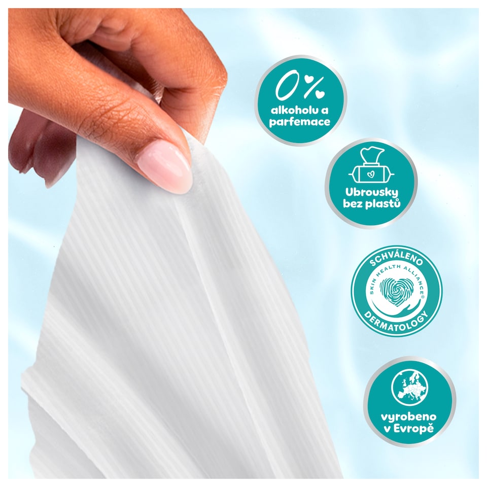 Obrázek 1 pro produkt Pampers 99 % Vody Dětské Čisticí Ubrousky 4 Balení 60 Ubrousků = 240 Dětských Čisticích Ubrousků