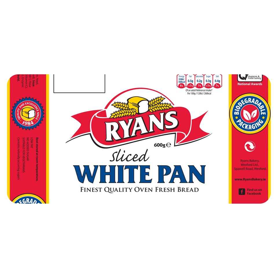 Ryans Value White Sliced Pan 600G