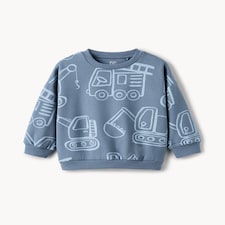 F&F Boys Cotton Rich Vehicle Print Sweatshirt in Blue